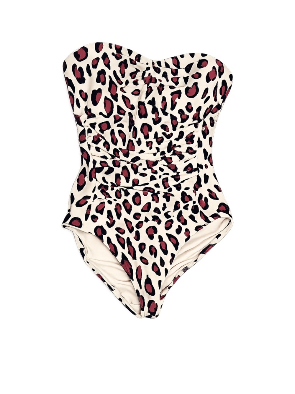 DKNY Leopard Print Ruched Bandeau - One Piece Swimsuit sz 10 Animal Print - Picture 2 of 5